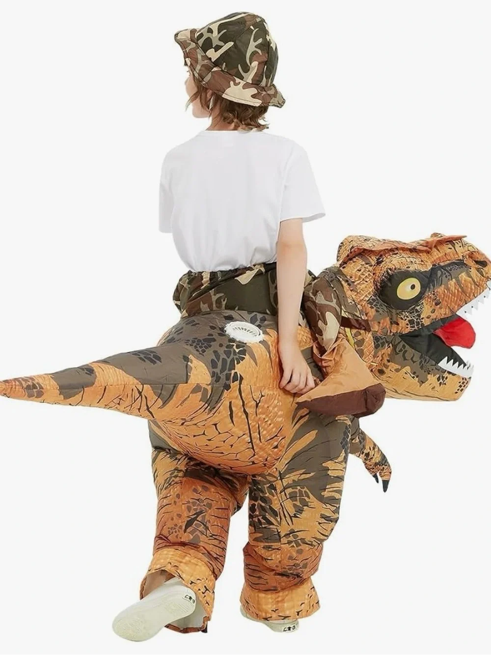 Goosh 48” Kids Medium Brown&Orange Inflatable Dinosaur Ride-On Costume
